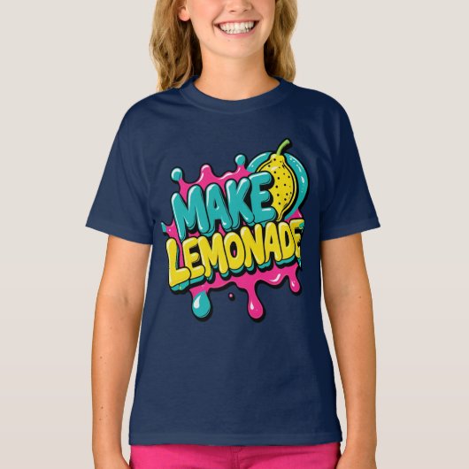 Maak Lemonade Neon Pop-Art Bubble Logo T-shirt (Voorkant)
