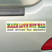 Maak liefde geen oorlog. Funny zeventig stijl auto Bumpersticker (Op auto)