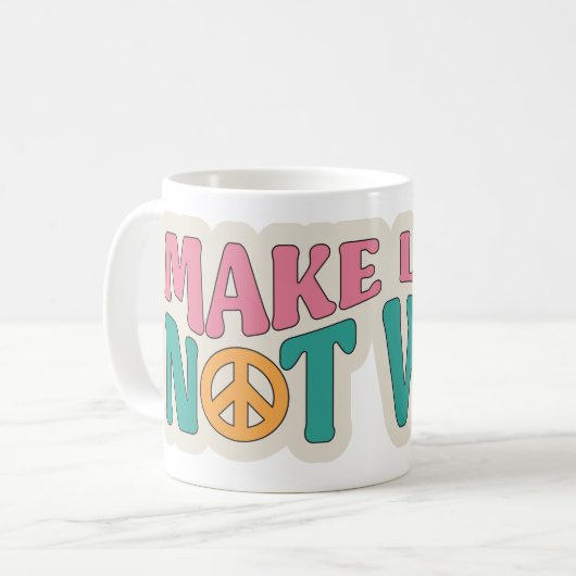 Maak liefde, niet oorlog  koffie Mok! Koffiemok (Voorkant links)