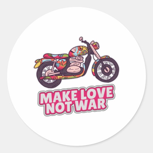 Maak liefde niet oorlog ronde sticker (Voorkant)
