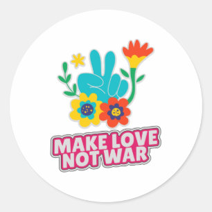 Maak liefde niet oorlog ronde sticker