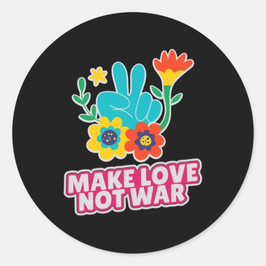 Maak liefde niet oorlog ronde sticker (Voorkant)