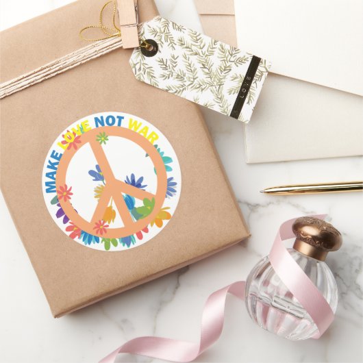 Maak liefde niet oorlog ronde sticker (Geschenken)