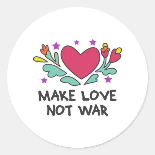 Maak liefde niet oorlog ronde sticker (Voorkant)