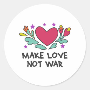 Maak liefde niet oorlog ronde sticker