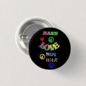 Maak liefdesgeen oorlogse regenboog hippy regenboo ronde button 3,2 cm (Voorkant /achterkant)