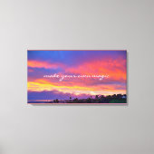 Maak Magic Quote Script Oranje Blue Sunrise Foto Canvas Afdruk (Voorkant)