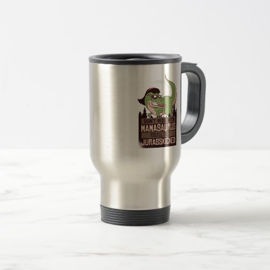 Maak Mamasaurus niet kwaad, je krijgt een JURASSKI Reisbeker (Voorkant rechts)