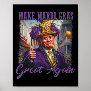Maak Mardi Gras weer geweldig Trump kralen masker Poster