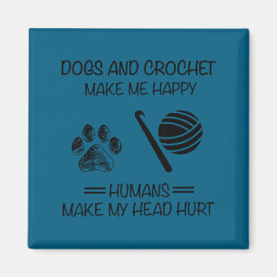 Maak Me Honden Mensen Gelukkig Hoofd Haak Maakt Kw Magneet