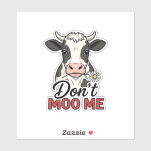 Maak Me Niet Aan Het Lachen Koe Vintage Gravure Sticker