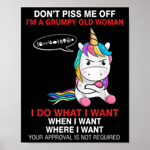 Maak me niet kwaad Ik ben een boze oude vrouw Grap Poster