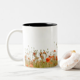 Maak me sterk, papaver tweekleurige koffiemok