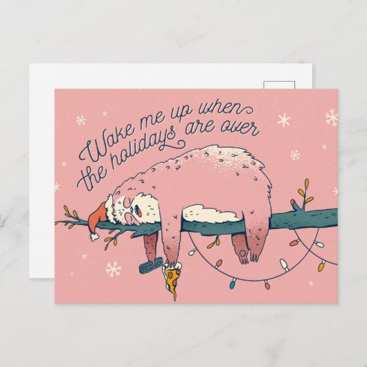 Maak me wakker als de Feestdagen te lui zijn Briefkaart (Voorkant / Achterkant)