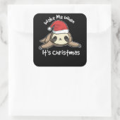 Maak me wakker als het kerst luiaard snoep is vierkante sticker (Tas)