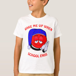 Maak me wakker als school een grappige emoji stopt t-shirt