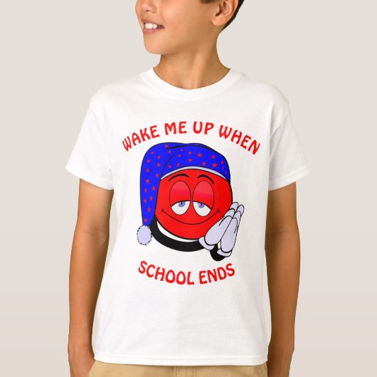 Maak me wakker als school een grappige emoji stopt t-shirt (Voorkant)