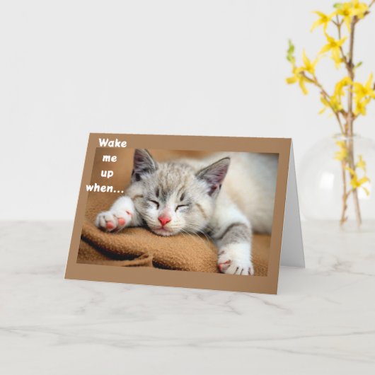 **MAAK ME WAKKER HET IS TIJD OM GELUKKIGE VERJAARD KAART (Gele Bloem)