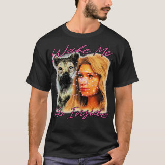 Maak me wakker in hond en vrouw glitter en roze t-shirt