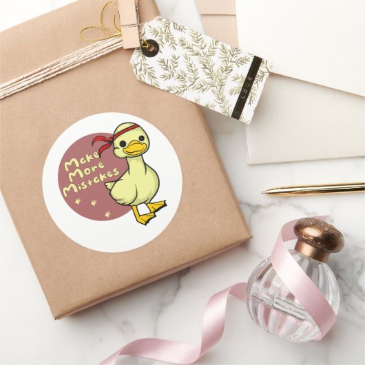 Maak meer fouten Kawaii grappige baby eend Ronde Sticker (Geschenken)