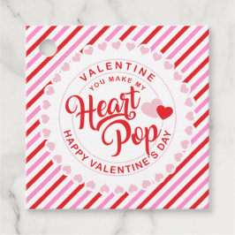 Maak mijn hart Pop Valentijn roze en rode streep Bedankjes Labels