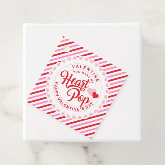 Maak mijn hart Pop Valentijn roze en rode streep Bedankjes Labels (In situ)