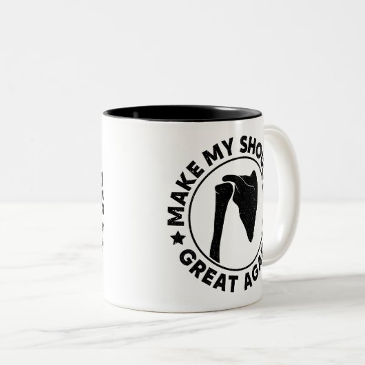 Maak mijn schouder weer geweldig grappig schouderl tweekleurige koffiemok (Voorkant rechts)