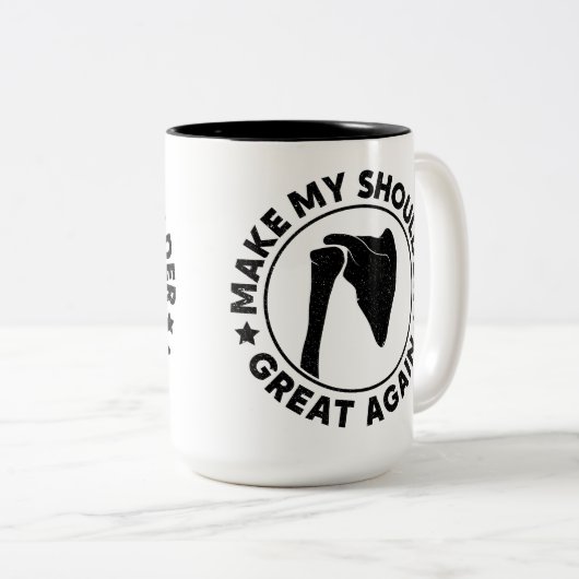 Maak mijn schouder weer geweldig grappig schouderl tweekleurige koffiemok (Voorkant rechts)