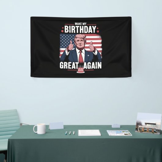 Maak mijn verjaardag weer leuk Trump Spandoek (Beurs)
