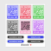Maak moderne kleurrijke QR-code - 6 scanstickers Sticker (Vel)