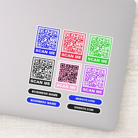 Maak moderne kleurrijke QR-code - 6 scanstickers Sticker (Detail)