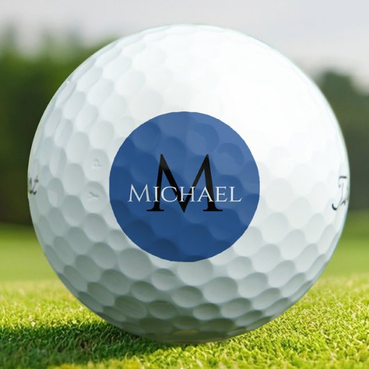 Maak Monogram Naam Initiaal Elegante Blauwe Golfballen