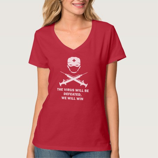Maak of ontwerp je eigen V-hals T-shirt (Voorkant)