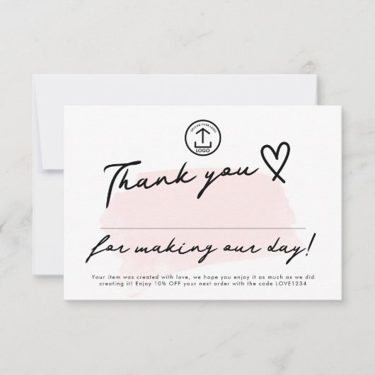 Maak onze dag bewerkbare kortingscode voor kleine  bedankkaart (Voorkant)