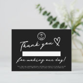 Maak onze dag bewerkbare kortingscode voor kleine  bedankkaart (Staand voorkant)