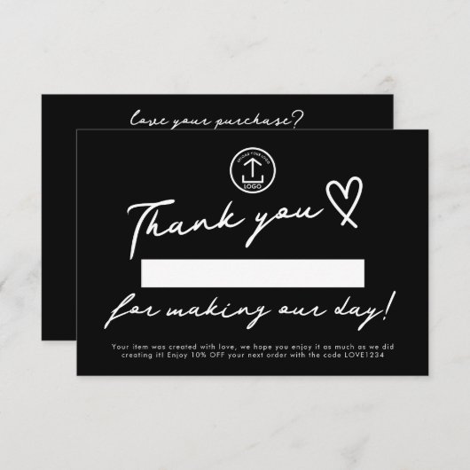 Maak onze dag bewerkbare kortingscode voor kleine  bedankkaart (Voorkant / Achterkant)