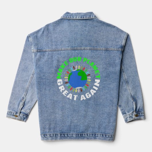 Maak onze planeet weer geweldig denim jacket (Achterkant)