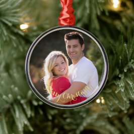 Maak op maat gemaakte gepersonaliseerde foto elega metalen ornament