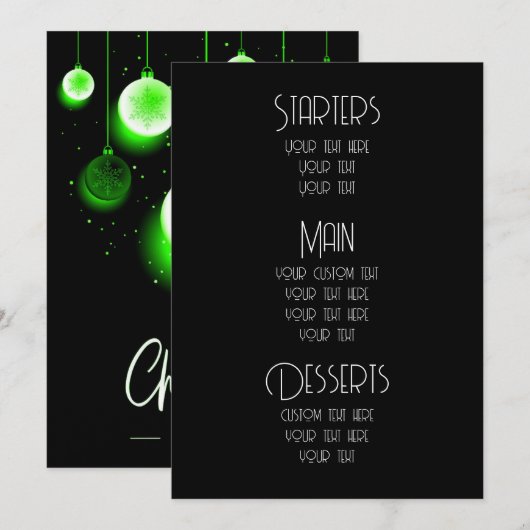 Maak op maat gemaakte Kerstversieringen Kerstmenu' Menu (Voorkant / Achterkant)