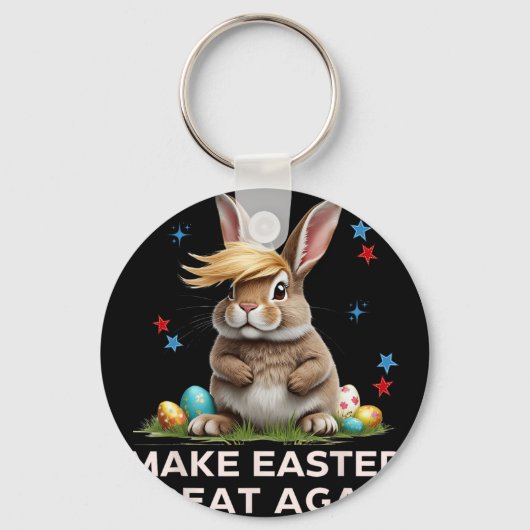Maak Pasen Groot Again Funny Trump Bunny Lente E Sleutelhanger (Voorkant)