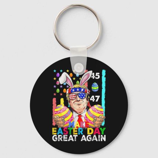 Maak Pasen Groot Again Funny Trump Bunny Lente H Sleutelhanger (Voorkant)