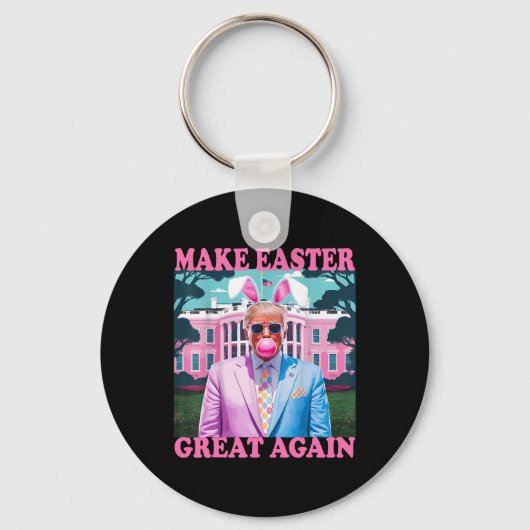 Maak Pasen Groot Again Funny Trump Bunny Lente H Sleutelhanger (Voorkant)
