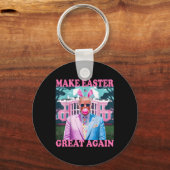 Maak Pasen Groot Again Funny Trump Bunny Lente H Sleutelhanger (Voorkant)
