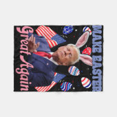 Maak Pasen Groot Again Funny Trump Konijn Fleece Deken (Voorkant (Horizontaal))