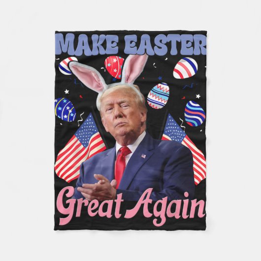 Maak Pasen Groot Again Funny Trump Konijn Fleece Deken (Voorkant)