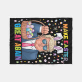 Maak Pasen Groot Again Funny Trump Konijn Lente H Fleece Deken (Voorkant (Horizontaal))