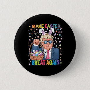 Maak Pasen Groot Again Funny Trump Konijn Lente H Ronde Button 5,7 Cm