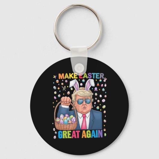 Maak Pasen Groot Again Funny Trump Konijn Lente H Sleutelhanger (Voorkant)
