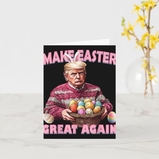 Maak Pasen Groot Weer Grappig Trump Bunny _1 Kaart (Gele Bloem)