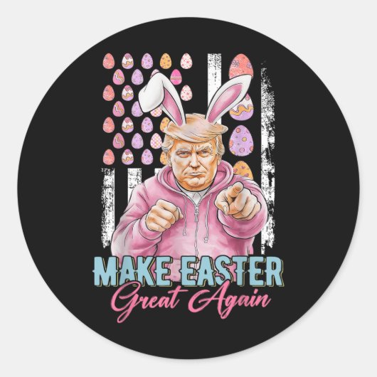 Maak Pasen Groot Weer Grappig Trump Bunny Amerikaa Ronde Sticker (Voorkant)